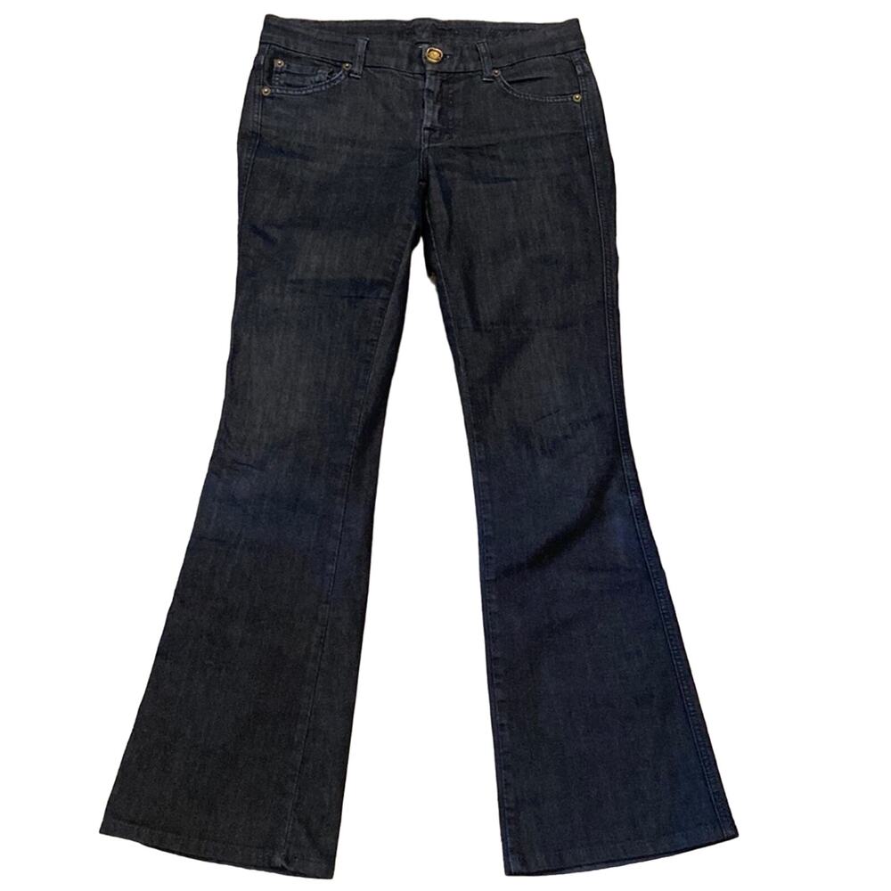 7 FOR ALL MANKIND Black Bootcut A Pocket Embellished Jeans 26